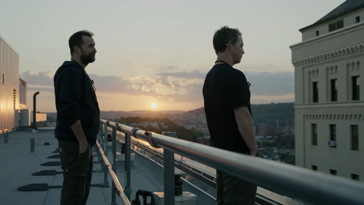 Robby and Jack on the PTMC roof at sunrise