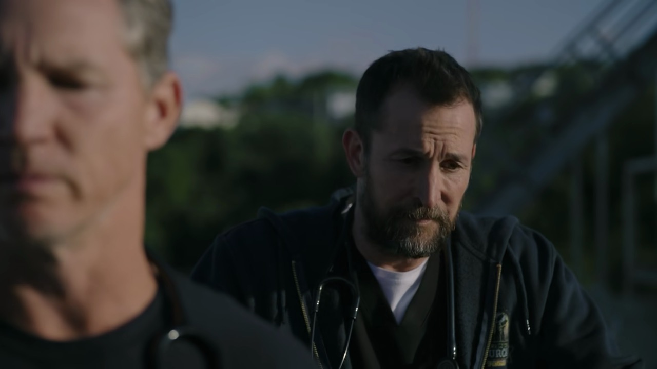 Robby and Jack on the PTMC roof with stairs in background